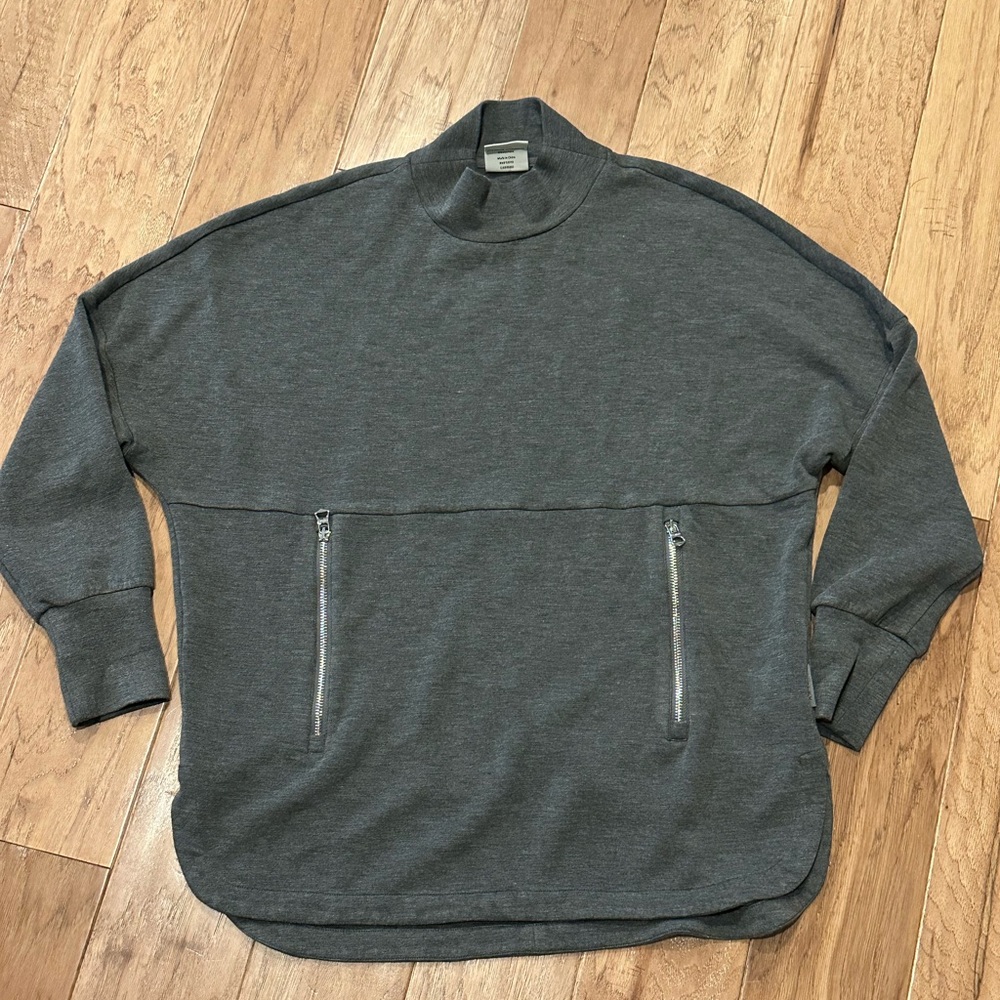 Varley Bayliss sweatshirt small oversized zipper pockets gray
